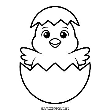 Baby chick hatching from a cracked egg with the top of the shell on its head and both little wings spread out