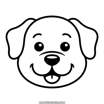 Cute puppy face with floppy ears and a big round nose, simple drawing for kids