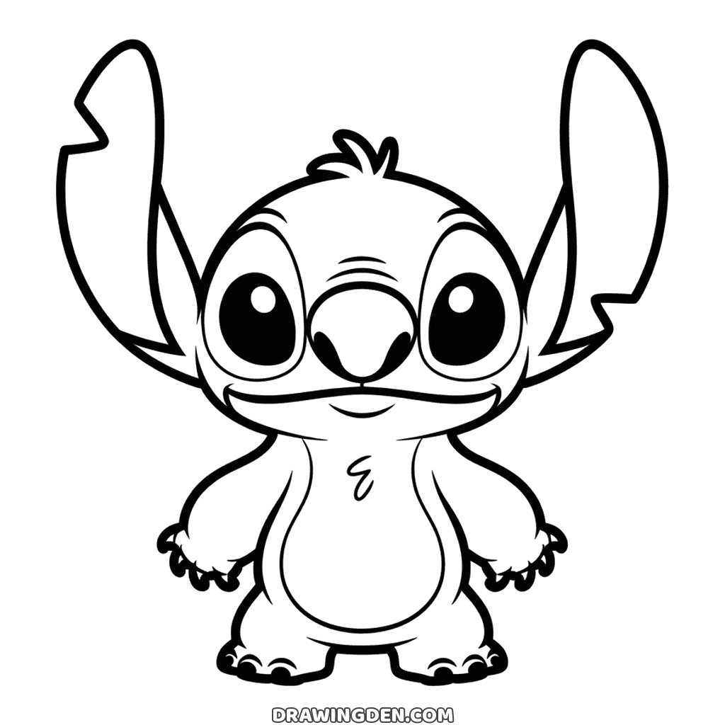 Lilo and Stitch standing together, Lilo in her leaf dress with one arm around Stitch beside her