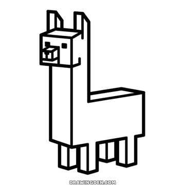 Minecraft llama standing side on with a long upright neck, tall square ears and box legs