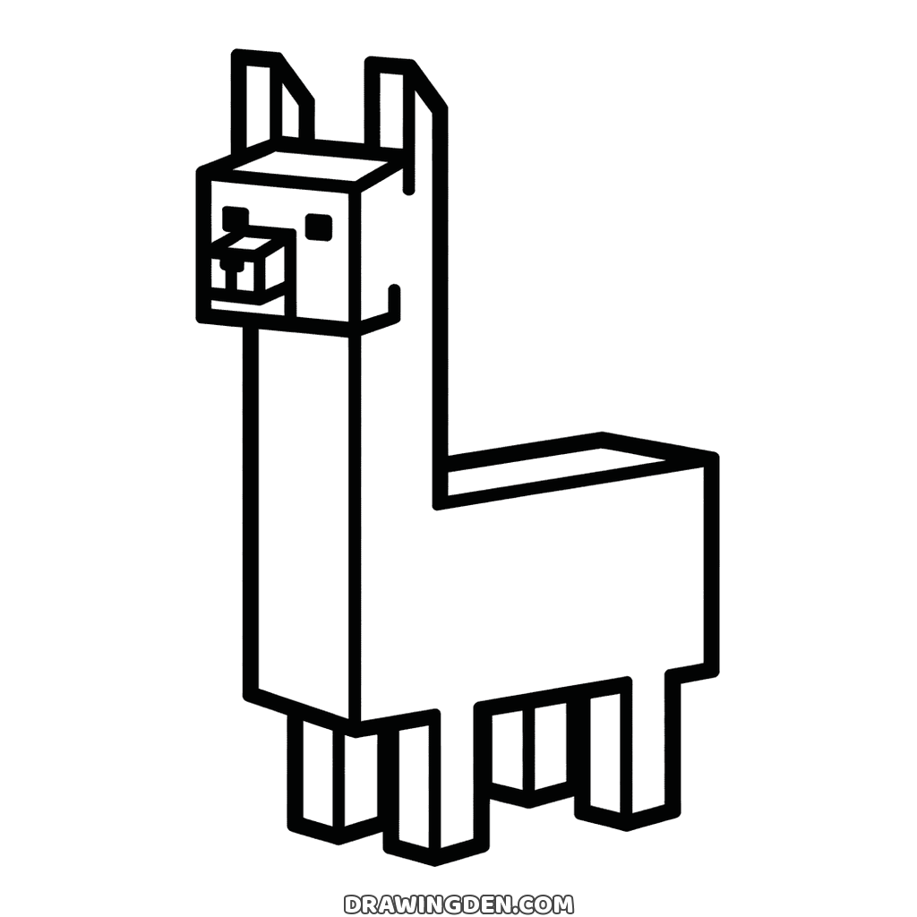 Minecraft llama standing side on with a long upright neck, tall square ears and box legs