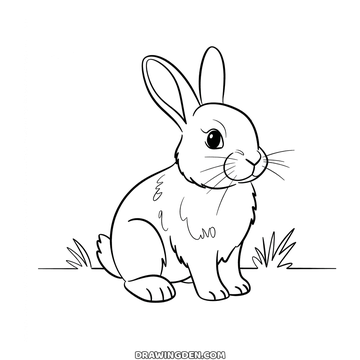 Detailed rabbit drawing, realistic coat in short strokes and whiskers fanned out