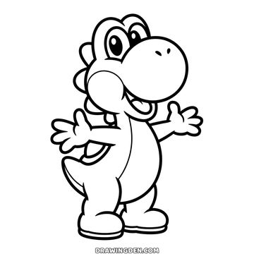 Yoshi the green dinosaur from the Mario games standing with arms wide open and a happy smile